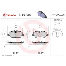 BREMBO fékbetétkészlet, tárcsafék BREMBO P 06 090 autóalkatrész