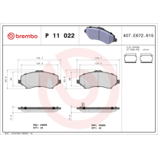 BREMBO fékbetétkészlet, tárcsafék BREMBO P 11 022 autóalkatrész