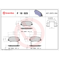 BREMBO fékbetétkészlet, tárcsafék BREMBO P 18 025 autóalkatrész