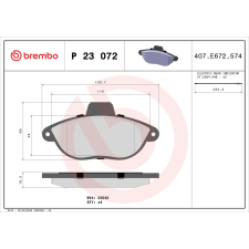 BREMBO fékbetétkészlet, tárcsafék BREMBO P 23 072 autóalkatrész