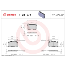 BREMBO fékbetétkészlet, tárcsafék BREMBO P 23 074 autóalkatrész