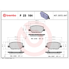 BREMBO fékbetétkészlet, tárcsafék BREMBO P 23 164 autóalkatrész