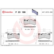 BREMBO fékbetétkészlet, tárcsafék BREMBO P 23 186 autóalkatrész