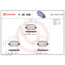 BREMBO fékbetétkészlet, tárcsafék BREMBO P 28 038 autóalkatrész