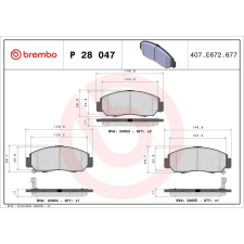 BREMBO fékbetétkészlet, tárcsafék BREMBO P 28 047 autóalkatrész
