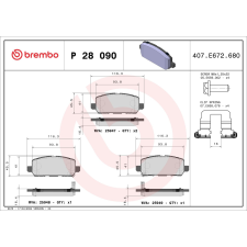 BREMBO fékbetétkészlet, tárcsafék BREMBO P 28 090 autóalkatrész