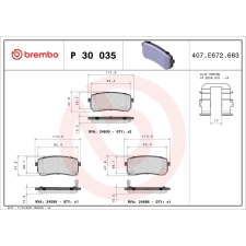 BREMBO fékbetétkészlet, tárcsafék BREMBO P 30 035 autóalkatrész