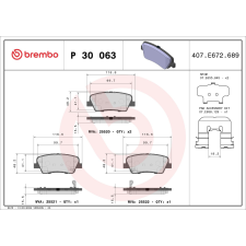 BREMBO fékbetétkészlet, tárcsafék BREMBO P 30 063 autóalkatrész