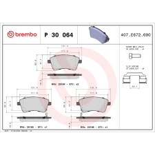BREMBO fékbetétkészlet, tárcsafék BREMBO P 30 064 autóalkatrész