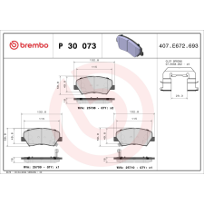 BREMBO fékbetétkészlet, tárcsafék BREMBO P 30 073 autóalkatrész