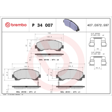 BREMBO fékbetétkészlet, tárcsafék BREMBO P 34 007 autóalkatrész