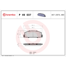 BREMBO fékbetétkészlet, tárcsafék BREMBO P 49 037 autóalkatrész