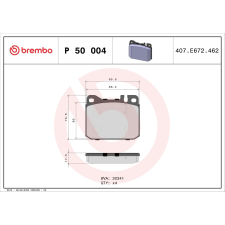 BREMBO fékbetétkészlet, tárcsafék BREMBO P 50 004 autóalkatrész