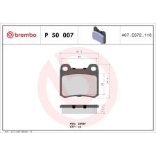BREMBO fékbetétkészlet, tárcsafék BREMBO P 50 007 autóalkatrész