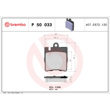 BREMBO fékbetétkészlet, tárcsafék BREMBO P 50 033 autóalkatrész