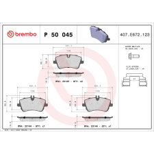 BREMBO fékbetétkészlet, tárcsafék BREMBO P 50 045 autóalkatrész
