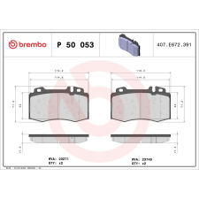 BREMBO fékbetétkészlet, tárcsafék BREMBO P 50 053 autóalkatrész