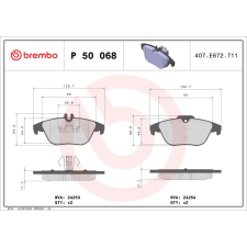 BREMBO fékbetétkészlet, tárcsafék BREMBO P 50 068 autóalkatrész