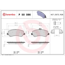BREMBO fékbetétkészlet, tárcsafék BREMBO P 50 086 autóalkatrész