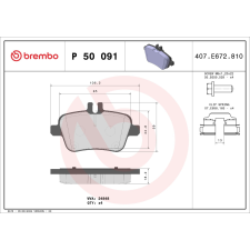 BREMBO fékbetétkészlet, tárcsafék BREMBO P 50 091 autóalkatrész
