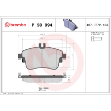 BREMBO fékbetétkészlet, tárcsafék BREMBO P 50 094 autóalkatrész