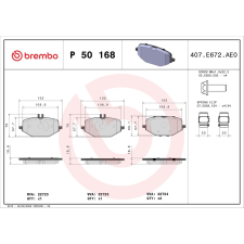 BREMBO fékbetétkészlet, tárcsafék BREMBO P 50 168 autóalkatrész
