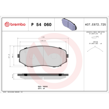 BREMBO fékbetétkészlet, tárcsafék BREMBO P 54 060 autóalkatrész