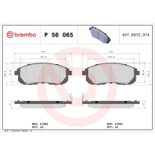 BREMBO fékbetétkészlet, tárcsafék BREMBO P 56 065 autóalkatrész