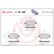 BREMBO fékbetétkészlet, tárcsafék BREMBO P 56 086 autóalkatrész