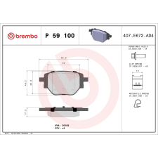 BREMBO fékbetétkészlet, tárcsafék BREMBO P 59 100 autóalkatrész