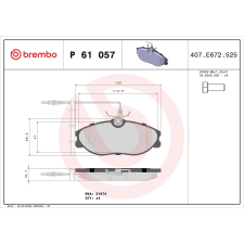 BREMBO fékbetétkészlet, tárcsafék BREMBO P 61 057 autóalkatrész