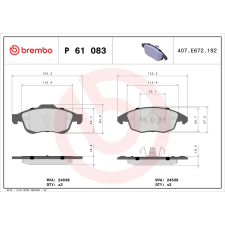 BREMBO fékbetétkészlet, tárcsafék BREMBO P 61 083 autóalkatrész