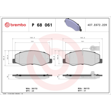 BREMBO fékbetétkészlet, tárcsafék BREMBO P 68 061 autóalkatrész