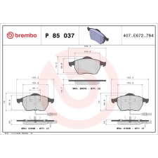 BREMBO fékbetétkészlet, tárcsafék BREMBO P 85 037 autóalkatrész