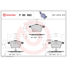 BREMBO fékbetétkészlet, tárcsafék BREMBO P 85 062 autóalkatrész