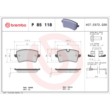 BREMBO fékbetétkészlet, tárcsafék BREMBO P 85 118 autóalkatrész