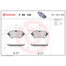 BREMBO fékbetétkészlet, tárcsafék BREMBO P 85 154 autóalkatrész