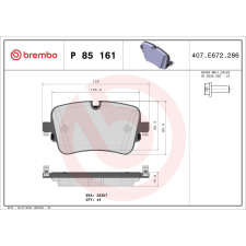 BREMBO fékbetétkészlet, tárcsafék BREMBO P 85 161 autóalkatrész