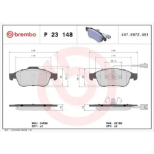 BREMBO fékbetétkészlet, tárcsafék P 23 148 autóalkatrész