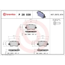 BREMBO fékbetétkészlet, tárcsafék P 28 038 autóalkatrész