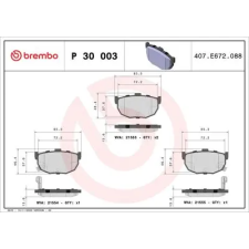 BREMBO fékbetétkészlet, tárcsafék P 30 003 autóalkatrész