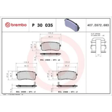 BREMBO fékbetétkészlet, tárcsafék P 30 035 autóalkatrész