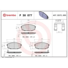BREMBO fékbetétkészlet, tárcsafék P 30 077 autóalkatrész