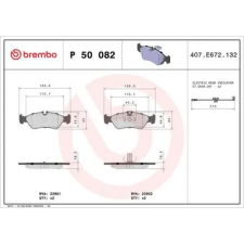 BREMBO fékbetétkészlet, tárcsafék P 50 082 autóalkatrész