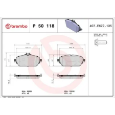 BREMBO fékbetétkészlet, tárcsafék P 50 118 autóalkatrész