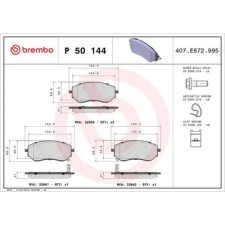 BREMBO fékbetétkészlet, tárcsafék P 50 144 autóalkatrész