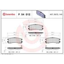 BREMBO fékbetétkészlet, tárcsafék P 54 012 autóalkatrész
