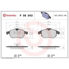BREMBO fékbetétkészlet, tárcsafék P 59 043 fékbetét