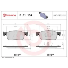 BREMBO fékbetétkészlet, tárcsafék P 61 134 autóalkatrész