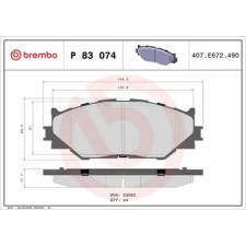 BREMBO fékbetétkészlet, tárcsafék P 83 074 autóalkatrész
